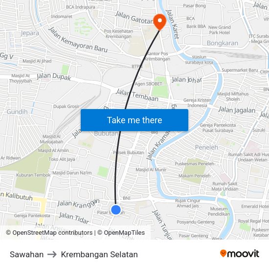 Sawahan to Krembangan Selatan map