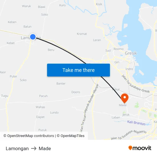 Lamongan to Made map