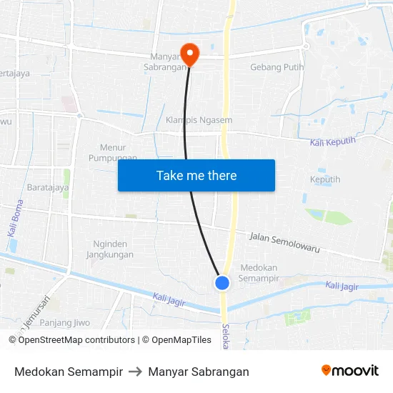 Medokan Semampir to Manyar Sabrangan map