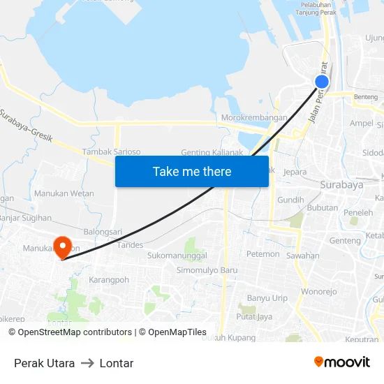 Perak Utara to Lontar map