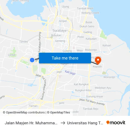 Jalan Mayjen Hr. Muhammad 47 to Universitas Hang Tuah map