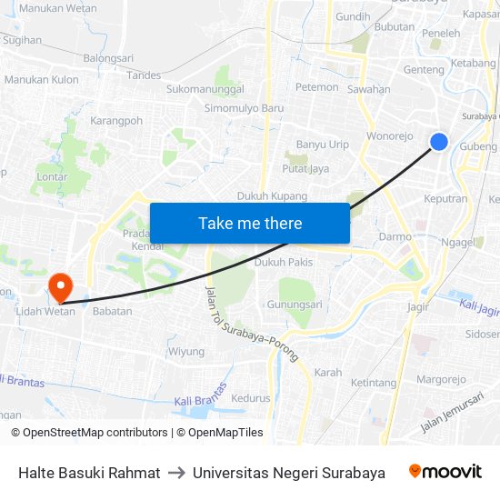 Halte Basuki Rahmat to Universitas Negeri Surabaya map