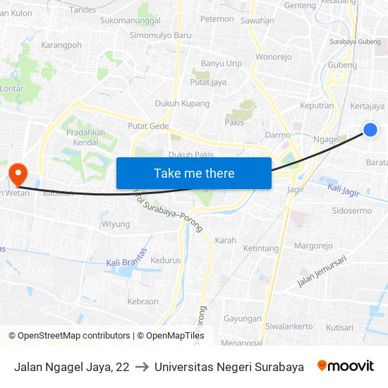 Jalan Ngagel Jaya, 22 to Universitas Negeri Surabaya map