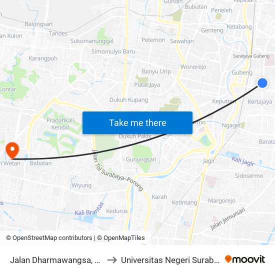 Jalan Dharmawangsa, 132 to Universitas Negeri Surabaya map