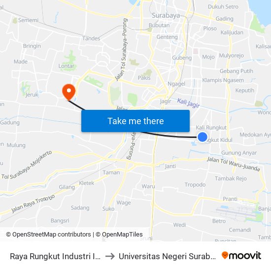 Raya Rungkut Industri I 39 to Universitas Negeri Surabaya map