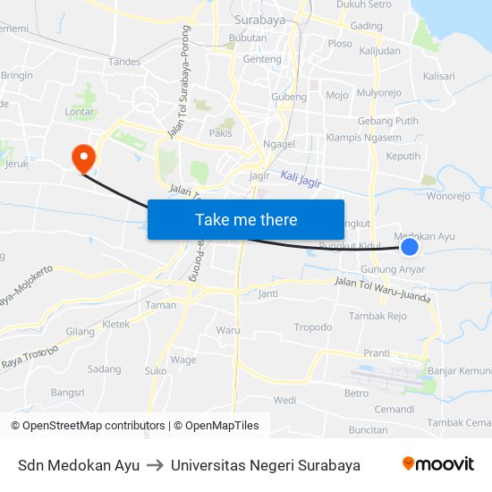 Sdn Medokan Ayu to Universitas Negeri Surabaya map