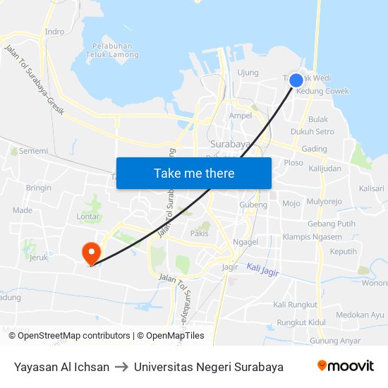 Yayasan Al Ichsan to Universitas Negeri Surabaya map