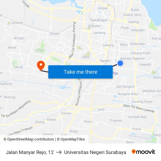 Jalan Manyar Rejo, 12 to Universitas Negeri Surabaya map