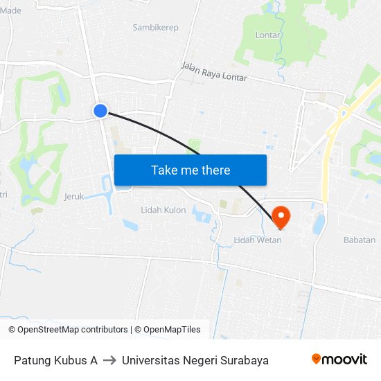 Patung Kubus A to Universitas Negeri Surabaya map