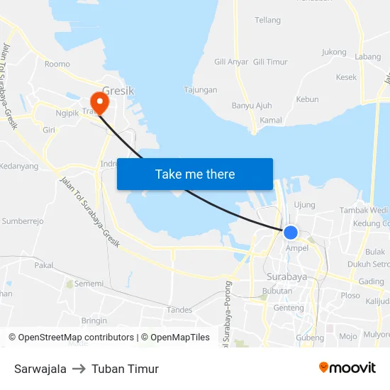 Sarwajala to Tuban Timur map