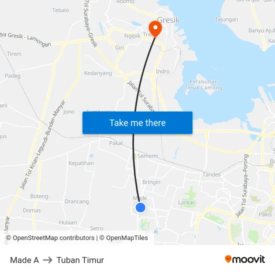 Made A to Tuban Timur map