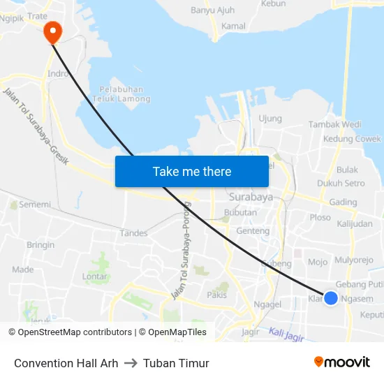 Convention Hall Arh to Tuban Timur map