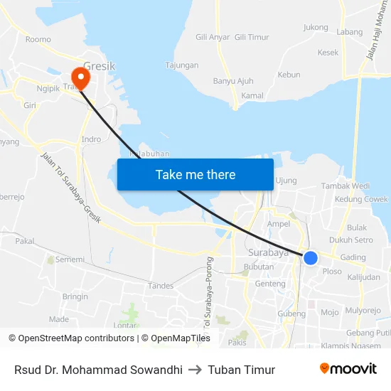 Rsud Dr. Mohammad Sowandhi to Tuban Timur map