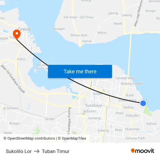 Sukolilo Lor to Tuban Timur map