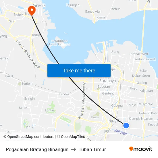 Pegadaian Bratang Binangun to Tuban Timur map