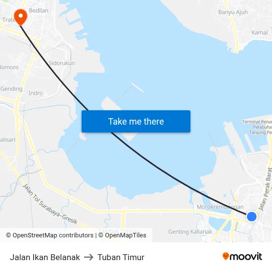 Jalan Ikan Belanak to Tuban Timur map