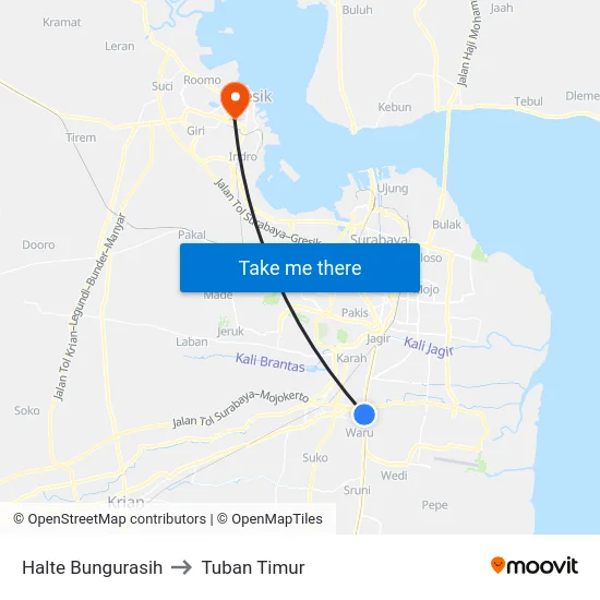 Halte Bungurasih to Tuban Timur map