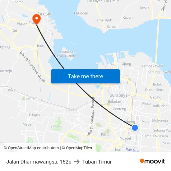 Jalan Dharmawangsa, 152e to Tuban Timur map