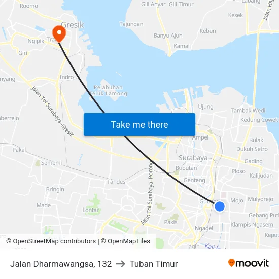 Jalan Dharmawangsa, 132 to Tuban Timur map