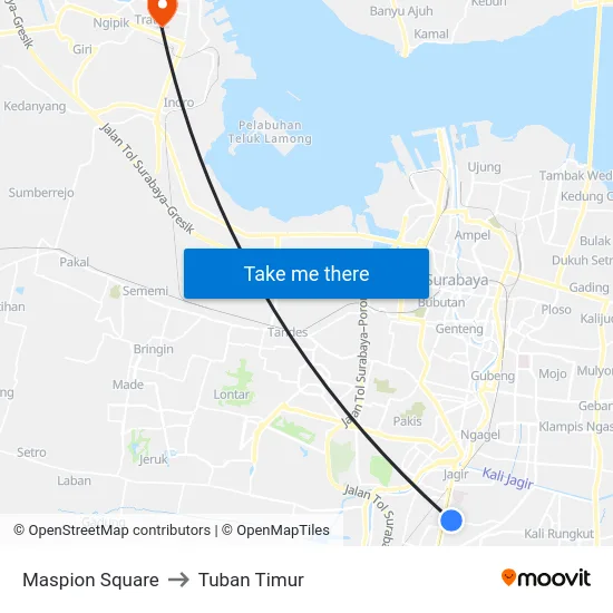 Maspion Square to Tuban Timur map