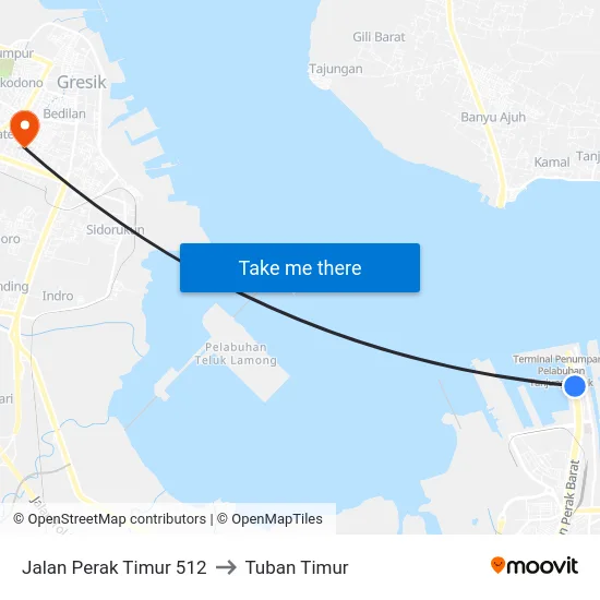 Jalan Perak Timur 512 to Tuban Timur map