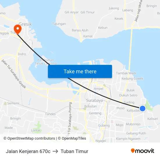 Jalan Kenjeran 670c to Tuban Timur map