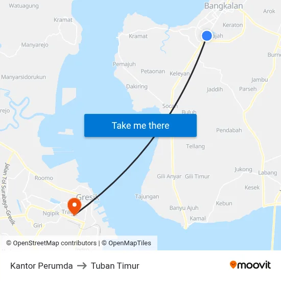 Kantor Perumda to Tuban Timur map