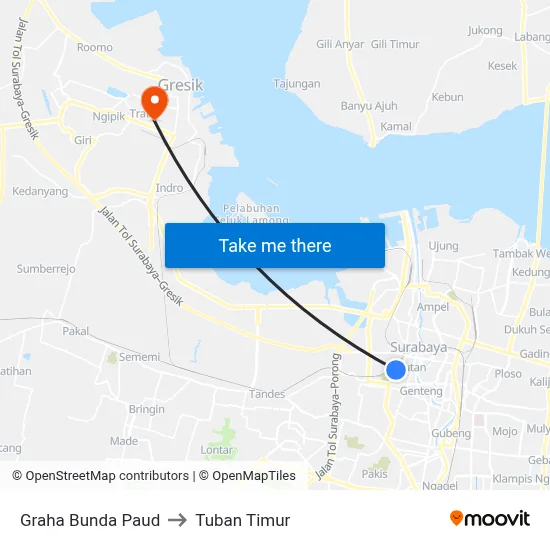 Graha Bunda Paud to Tuban Timur map