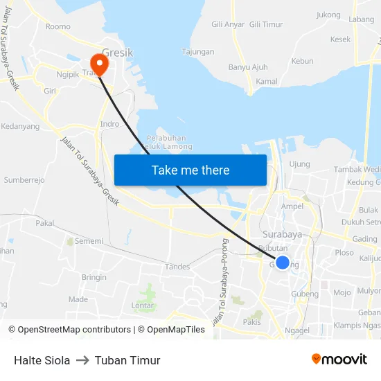 Halte Siola to Tuban Timur map