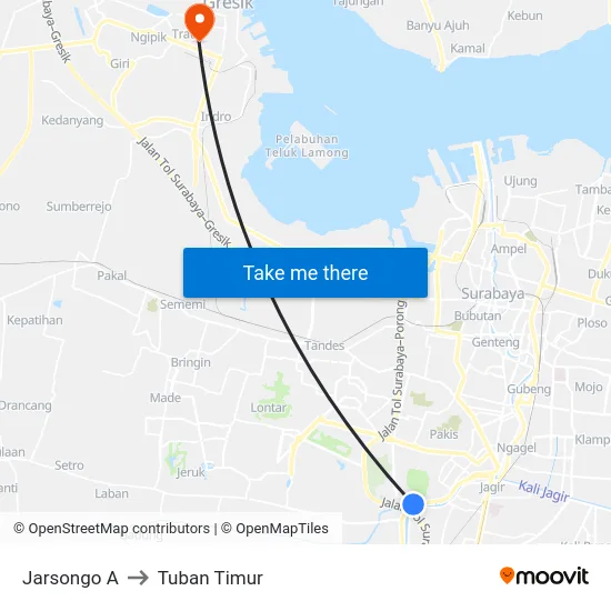 Jarsongo A to Tuban Timur map