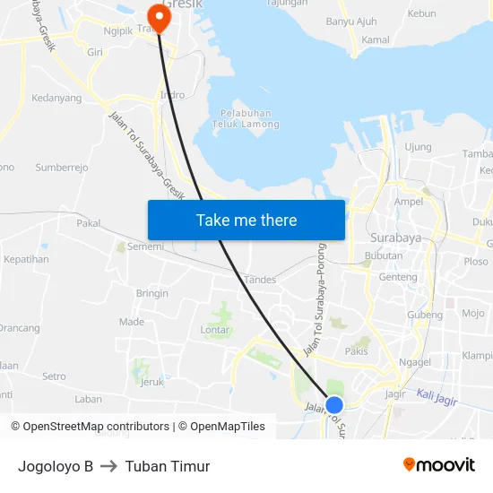 Jogoloyo B to Tuban Timur map