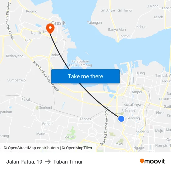 Jalan Patua, 19 to Tuban Timur map