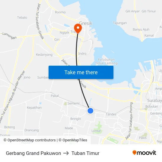 Gerbang Grand Pakuwon to Tuban Timur map