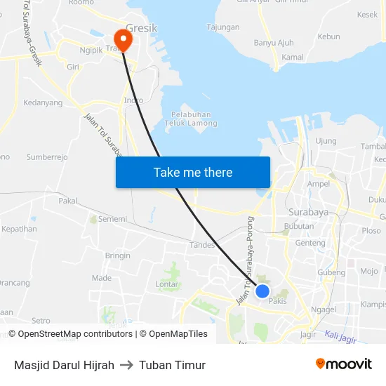 Masjid Darul Hijrah to Tuban Timur map