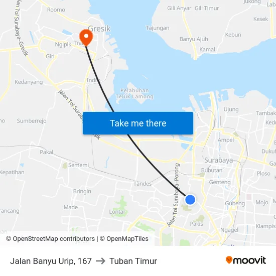 Jalan Banyu Urip, 167 to Tuban Timur map