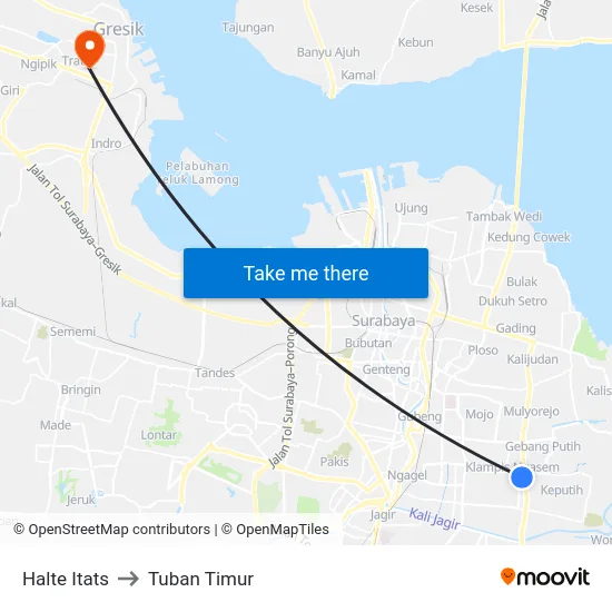 Halte Itats to Tuban Timur map