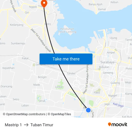 Mastrip 1 to Tuban Timur map