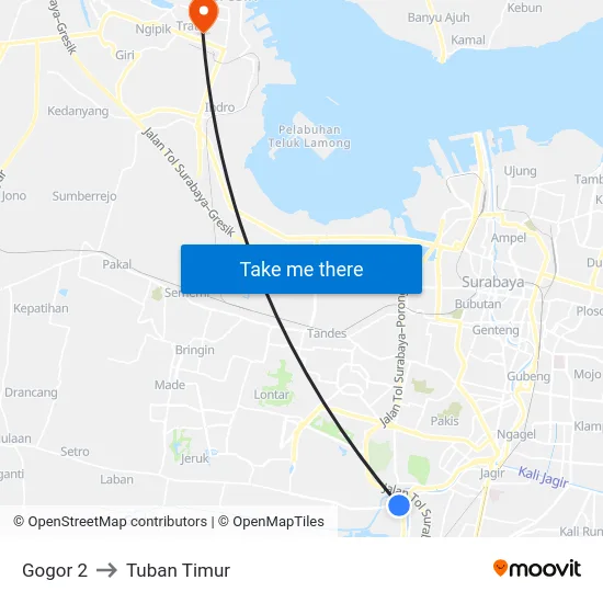 Gogor 2 to Tuban Timur map