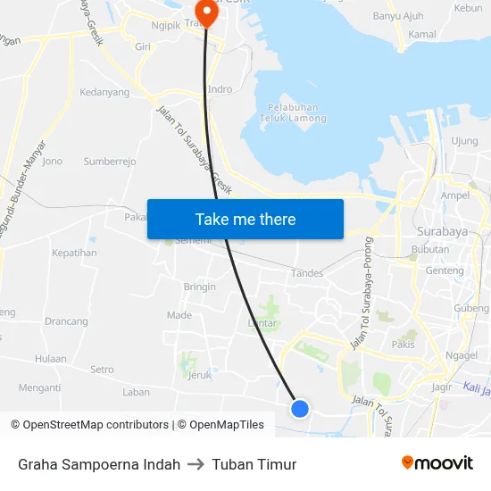 Graha Sampoerna Indah to Tuban Timur map