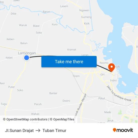 Jl.Sunan Drajat to Tuban Timur map