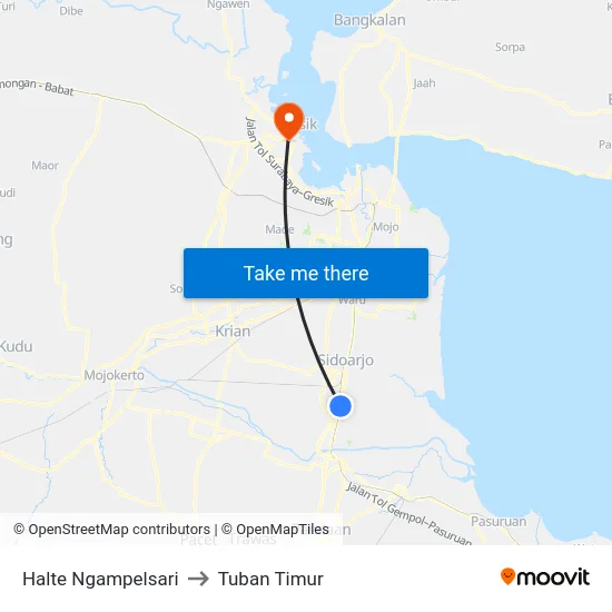 Halte Ngampelsari to Tuban Timur map