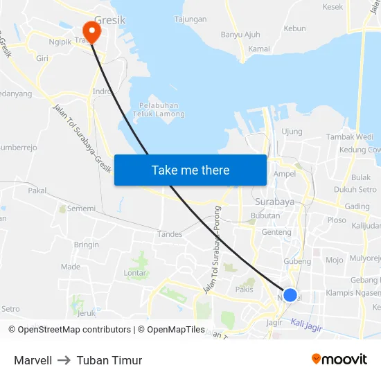 Marvell to Tuban Timur map