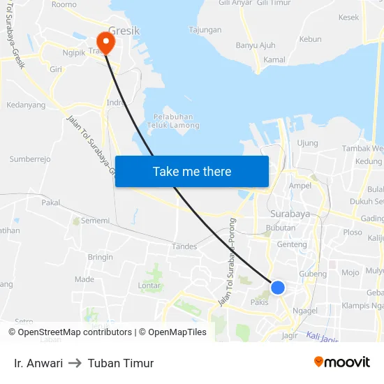 Ir. Anwari to Tuban Timur map