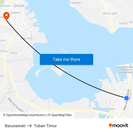 Barunawati to Tuban Timur map