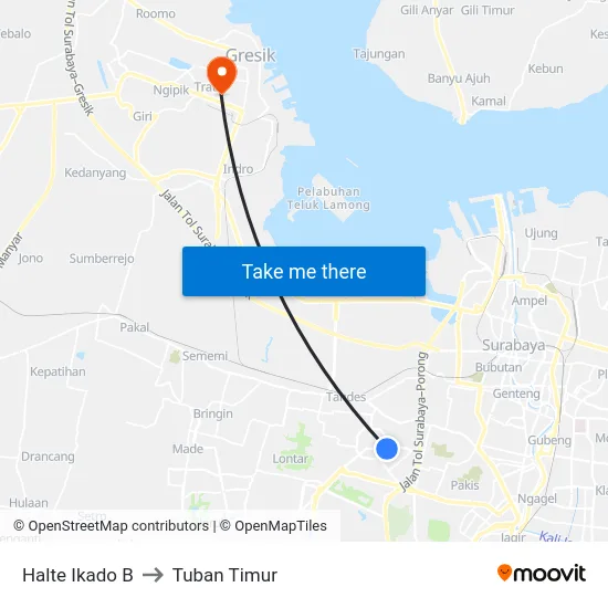 Halte Ikado B to Tuban Timur map