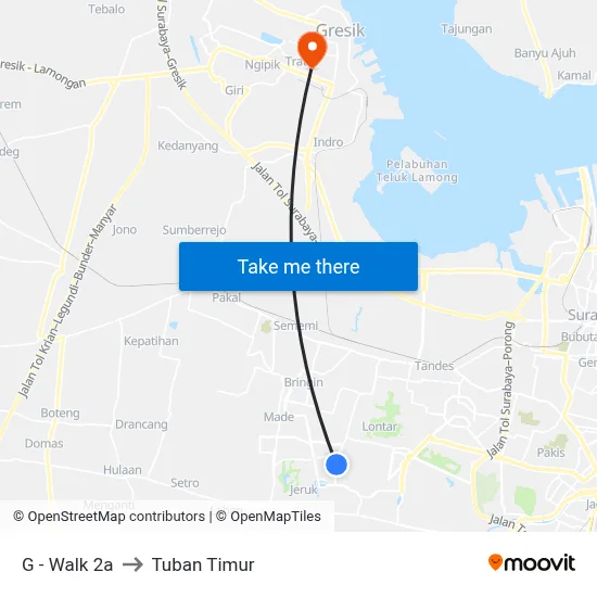 G - Walk 2a to Tuban Timur map