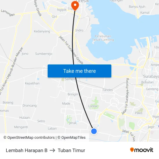 Lembah Harapan B to Tuban Timur map