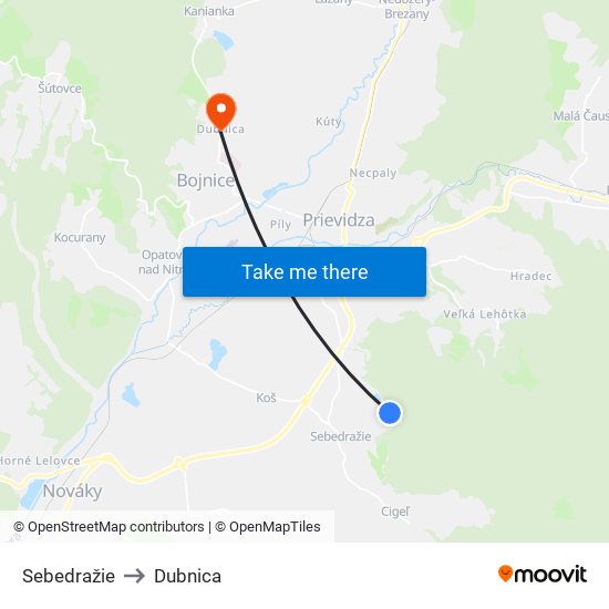 Sebedražie to Dubnica map