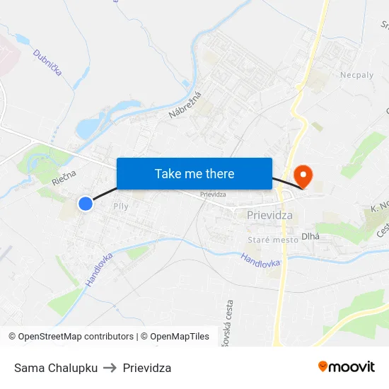 Sama Chalupku to Prievidza map