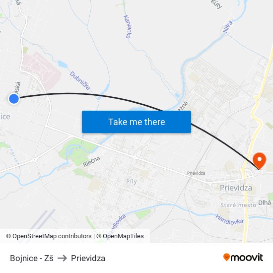 Bojnice - Zš to Prievidza map